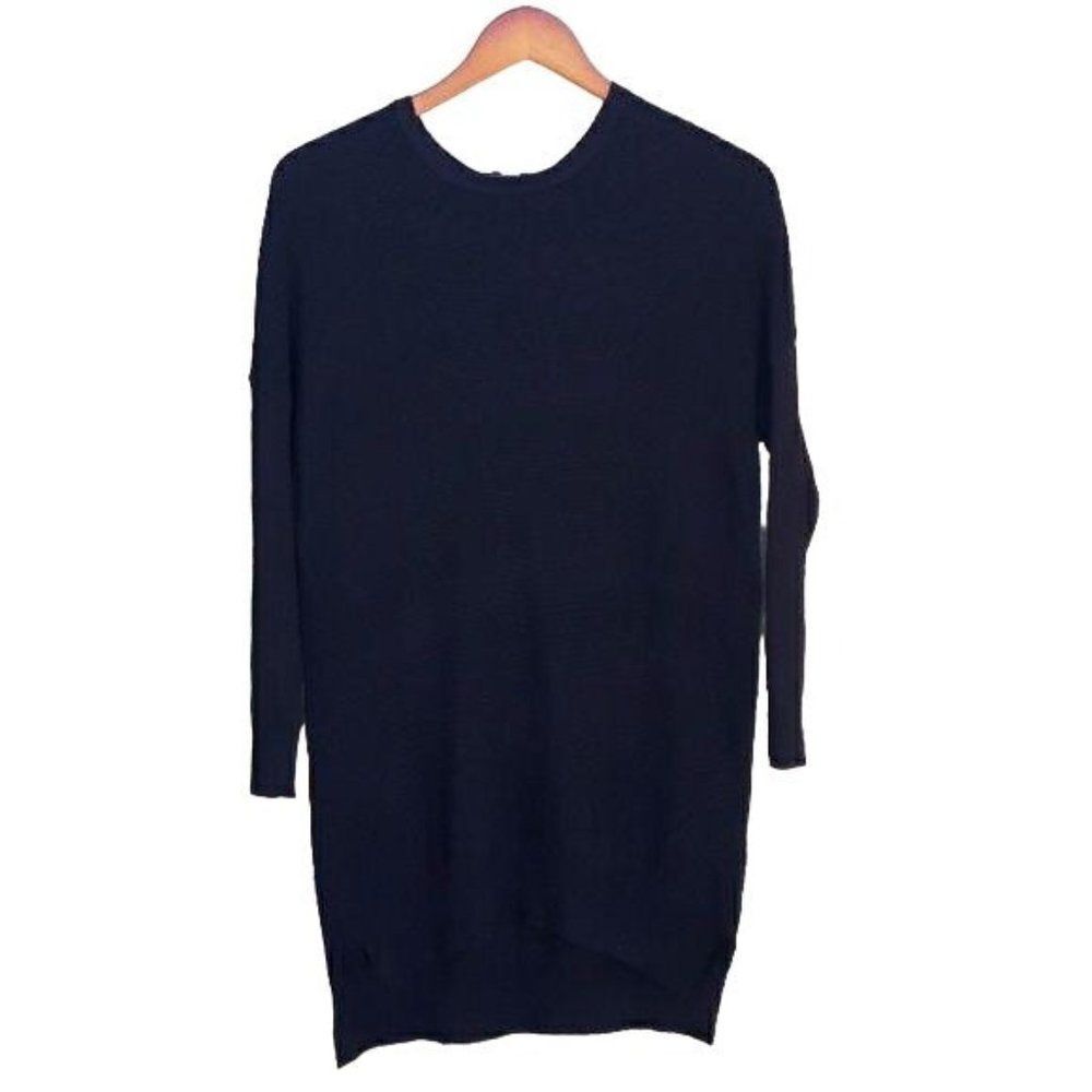 Atmosphere Mini Tunic Dress S Knit Long Sleeve Exposed Zipper Black Grunge‎